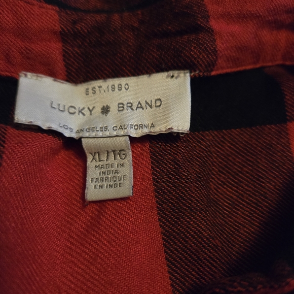 Women's Lucky Brand Red & Black Flannel with Button Back - Picture 2 of 7